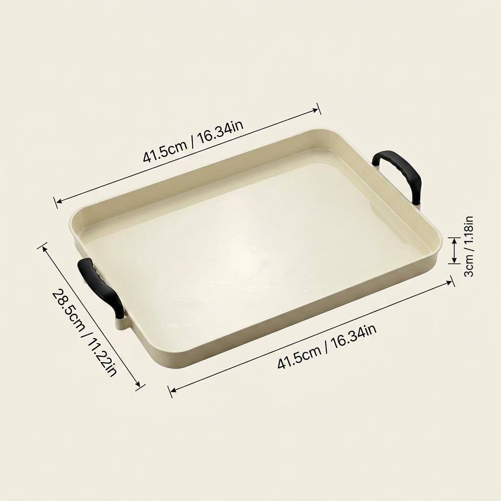 PET Plastic Serving Tray with Handles Clear Food Trays for Eating Diamond Texture Nesting Tea Serving Dishes Platter Tableware