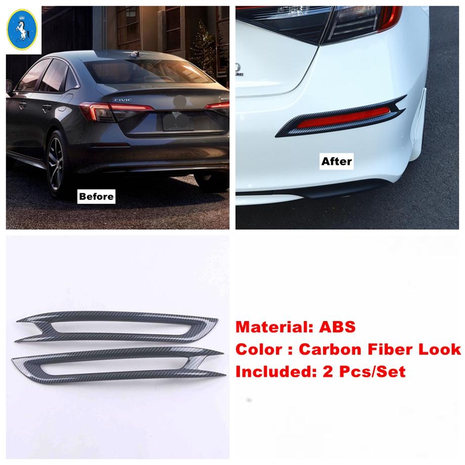 ABS Front Rear Fog Lights Rearview Mirror Rain Eyebrow Cover Trim For Honda Civic 11th   2024 Carbon Fiber Accessories