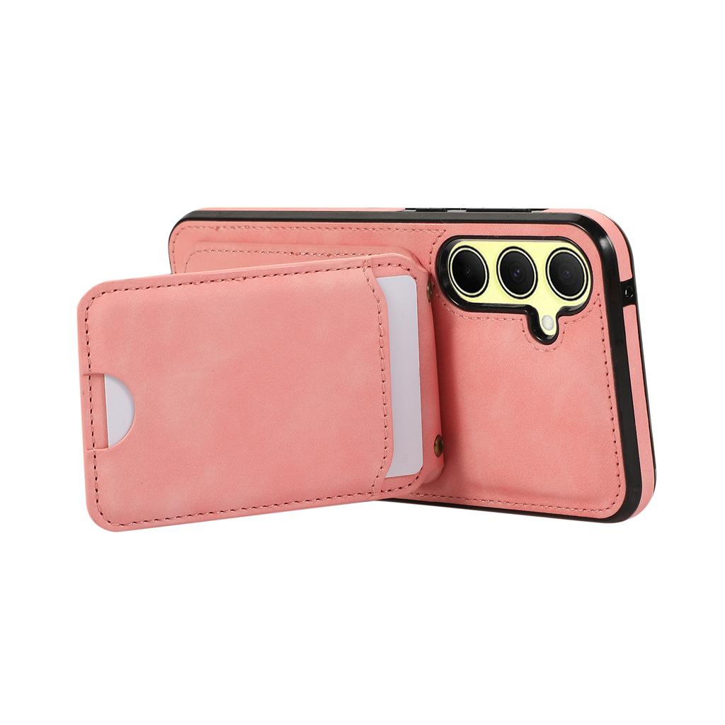 For Samsung Galaxy A17 5G/A26 5G Case Card Holder Kickstand Leather+TPU Phone Cover with Shoulder Strap