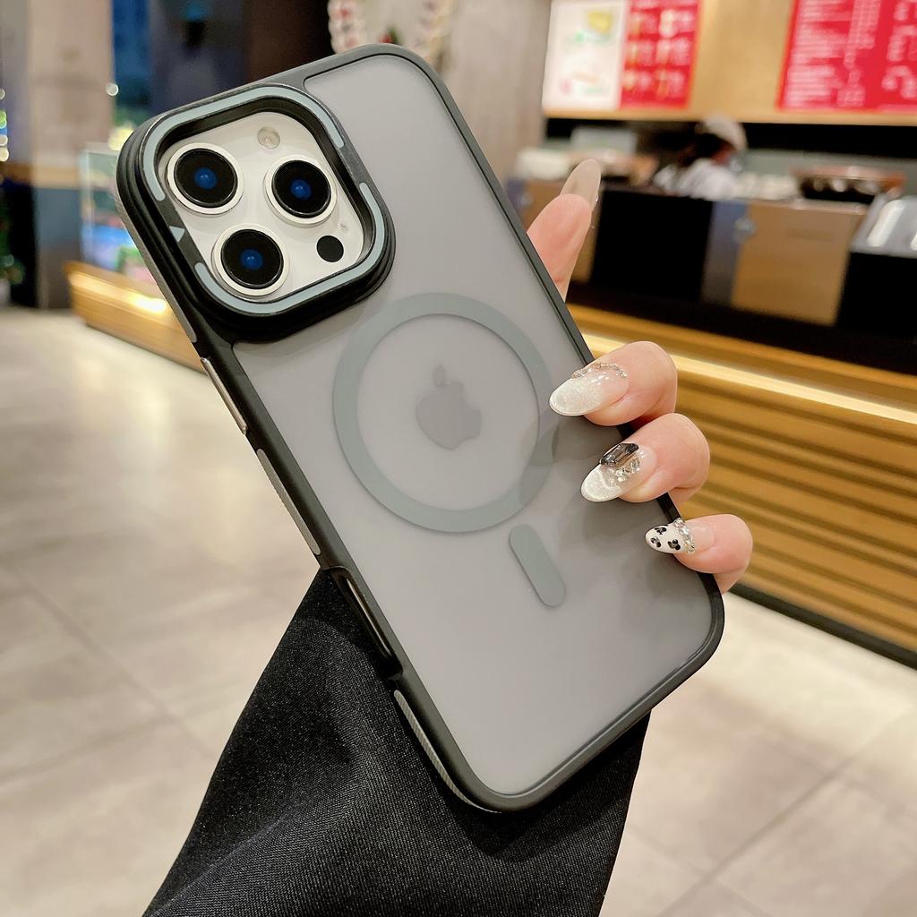 This Anti-slip 15p Wireless Charging Case Is Suitable for The Apple 16Pro Dual-color Bezel Magnetic Lens Holder