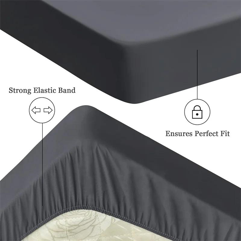 High Quality Fitted Sheet Multiple Colors Super Soft and Breathable Mattress Covers Protector Sofa Cover Single/Double Bed Sheet Solid Color Bed Cover