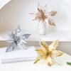 Artificial Holiday Flowers Glitter Poinsettia Flowers Shimmering Stamen Three-Dimensional Design Easy To Use Holiday Decor