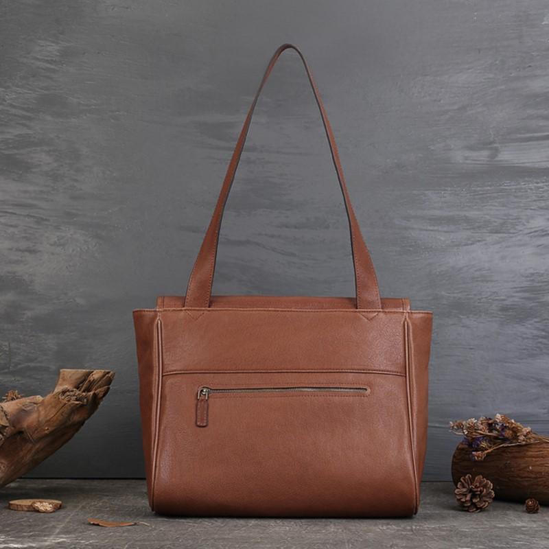 Johnature Genuine Leather Women's Bag Large Capacity Tote Bag Simple Commuting Soft Cowhide Shoulder Bags