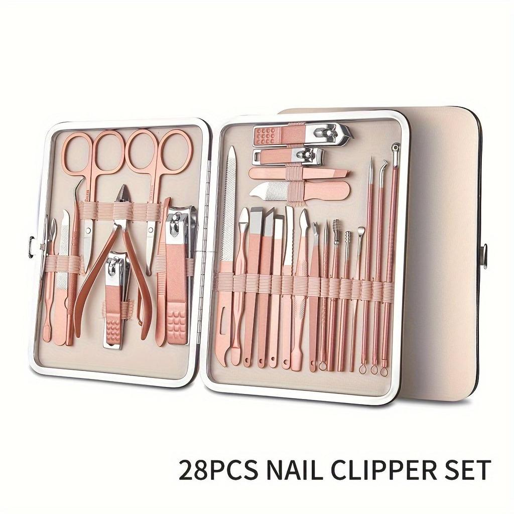 7/16/28 Pieces Nail Clippers Manicure Set Professional Manicure Set Personal Care Set Stainless Steel Travel Nail Clippers Toolkit