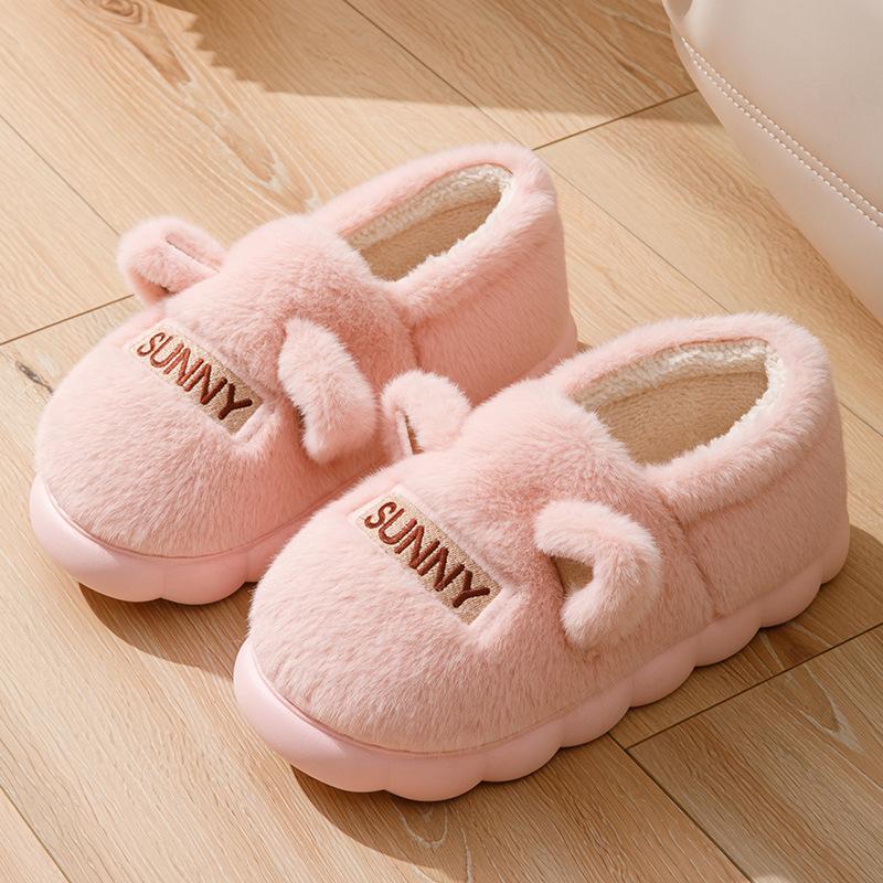 Plush autumn and winter cotton shoes new home indoor couple warm plush cotton slippers