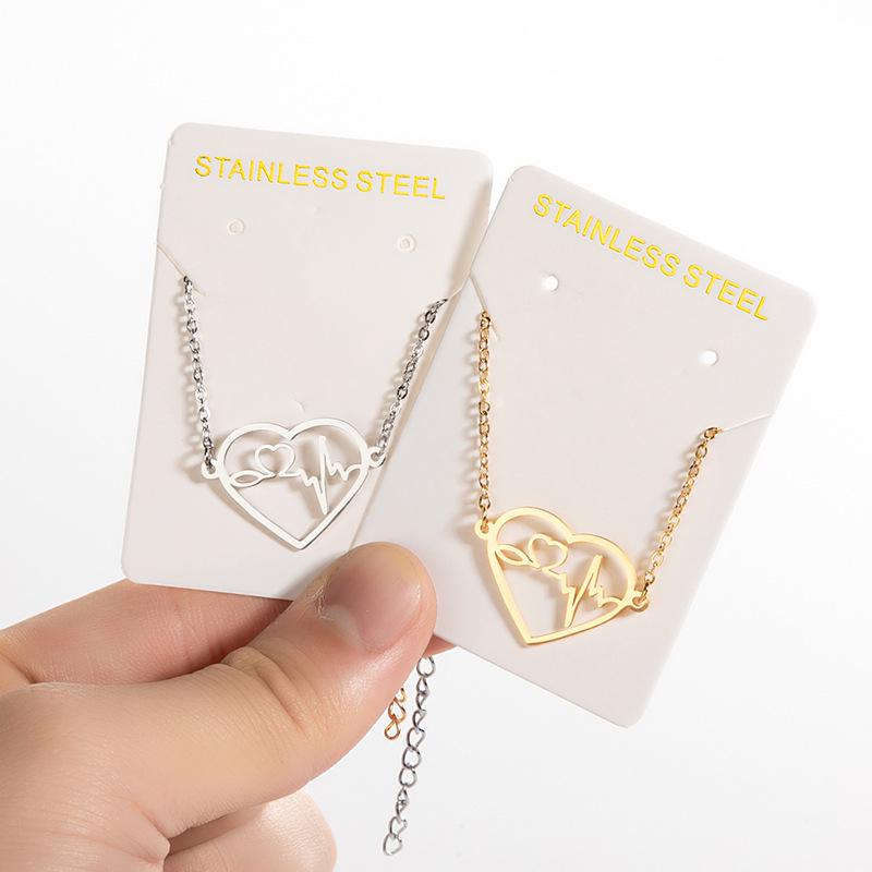 Mother's Day Geometric Heart Pendant Bracelet, Stainless Steel ECG Design