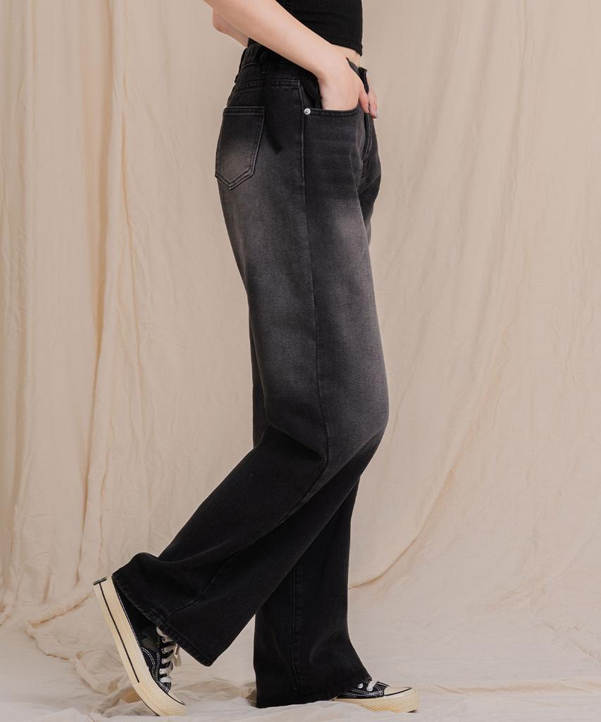 Ellamo 51_4 Women'S Vintage Washed Wide Half-Elastic Denim Pants (Short/Standard/Long)_Dark Denim