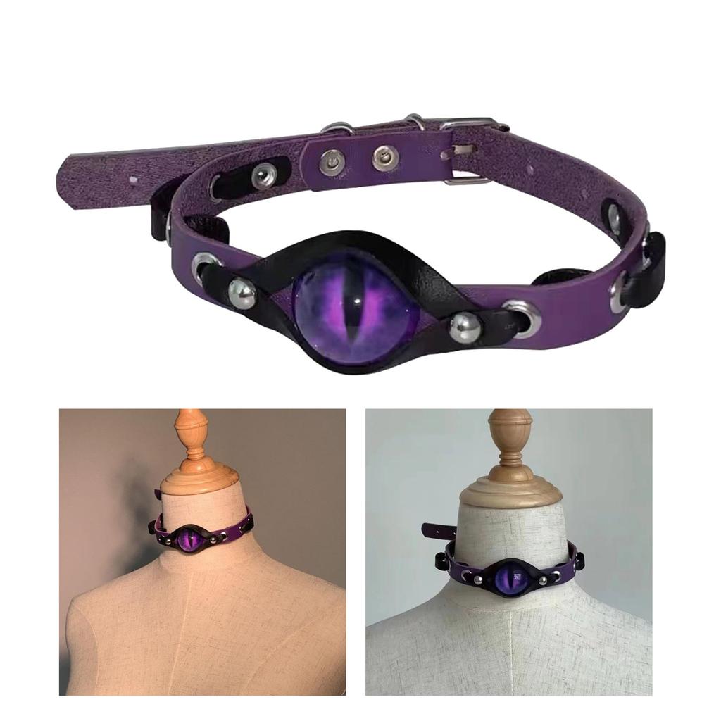 Gothic Punk Choker Necklace With Demons Eye Designs Fashion Accessory for Women Craft of PU Leather And Resin Alloy