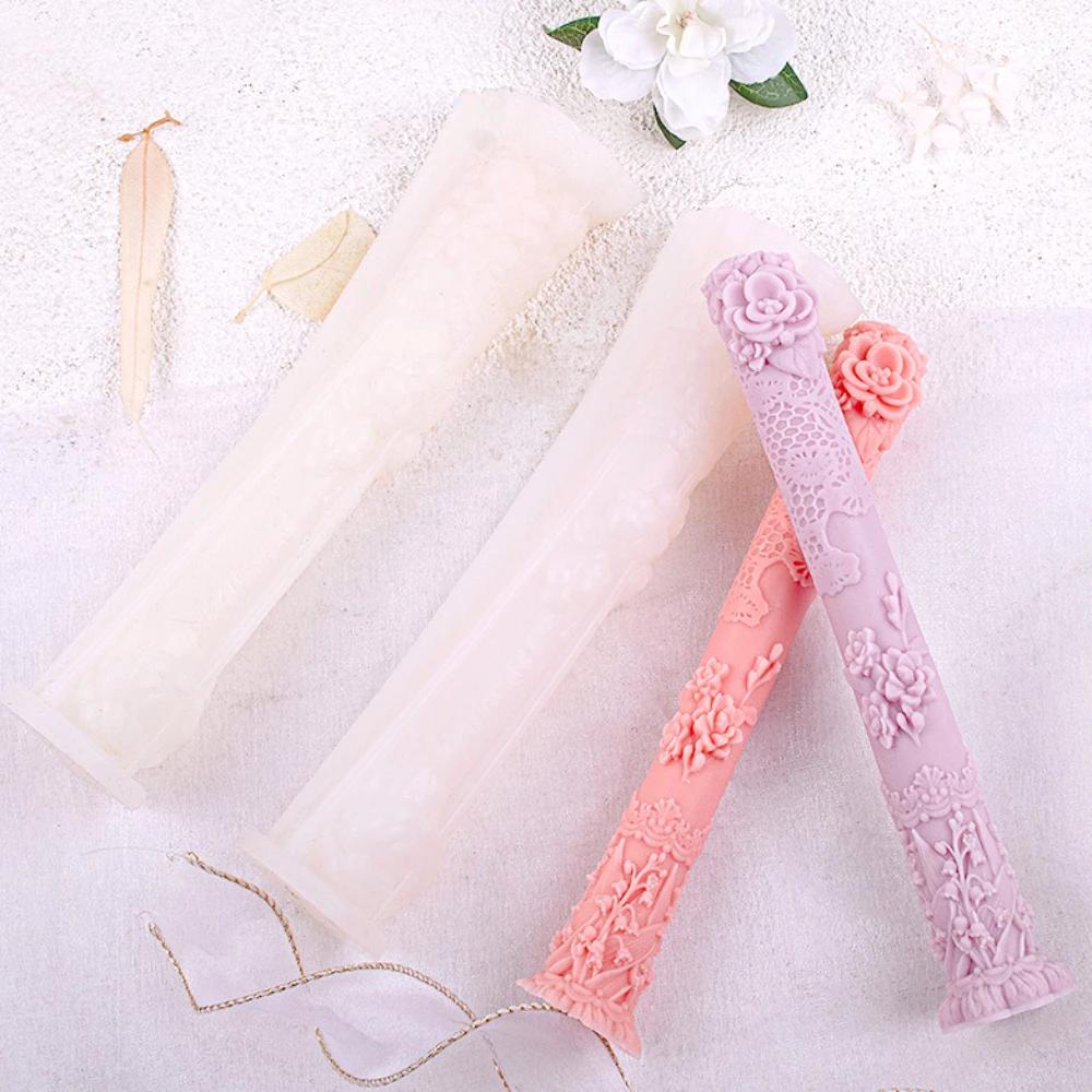 Рельефные силиконовые формы для свечей в виде цветка розы, лилии, длинные гипсовые формы, цилиндрические формы для растений, декор из смолы, пионы, инструменты для мыловарения