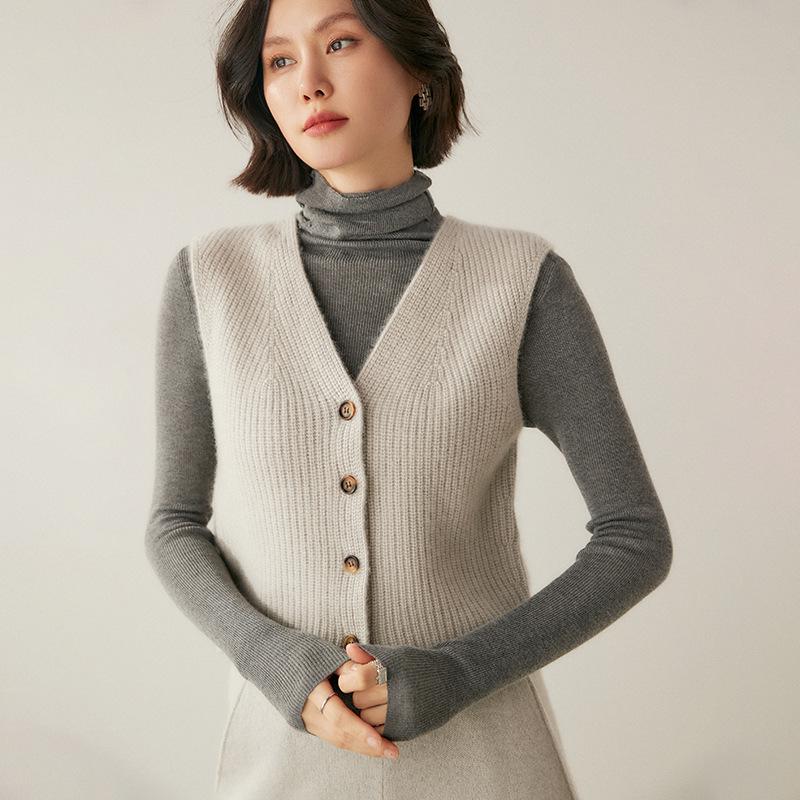 New 2024 Autumn/Winter Women's Cashmere Knitted Vest – Short, Sleeveless Sweater Cardigan