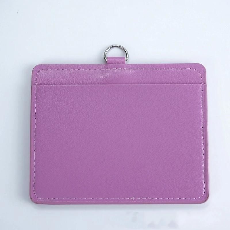 PU Leather ID Card Holder Horizon Style Student ID Pass Cover School Office Exhibition Badge Holder Porta Credencial Id Card