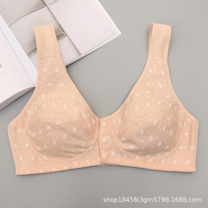 Large Size Front Opening Middle-Aged and Elderly Mother Bras with Front Buckle; No Steel Rings or Sponges.