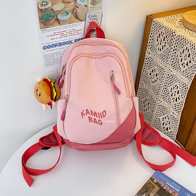 

2025 backpack middle school student schoolbag girls small backpack trendy casual versatile large capacity schoolbag single package розовый