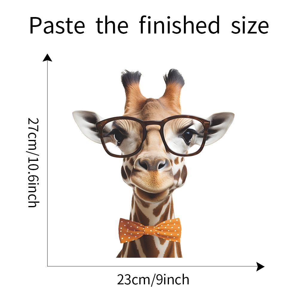 

Раскрашенный Милый Жираф в Очках Статичная Наклейка на Стекло УФ Декор для Дома 25X29CM разноцветный