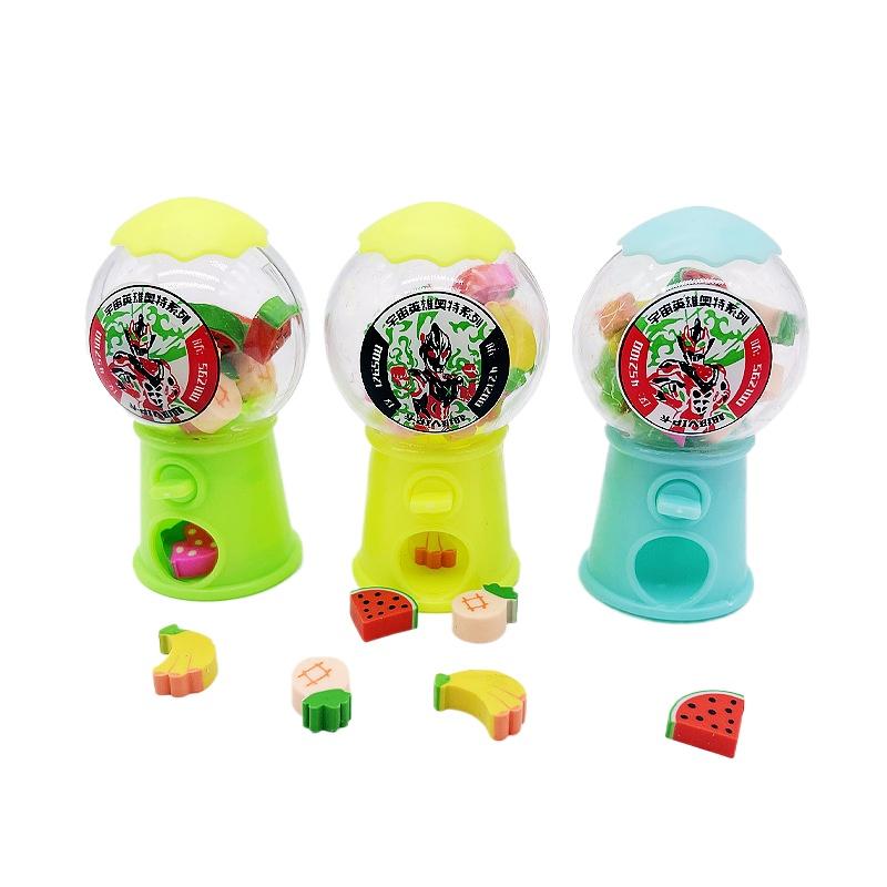Kawai Stationery Eraser Gacha Machine Toy Cartoon Fruit Shape Elementary Office School Supplies Childrens Gift Prizes Lovely