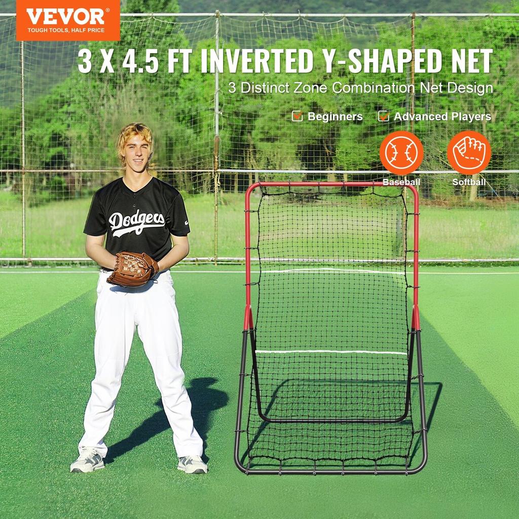 Baseball And Softball Rebounder Net 3x4.5 Ft PitchBack 3-Way Trainer