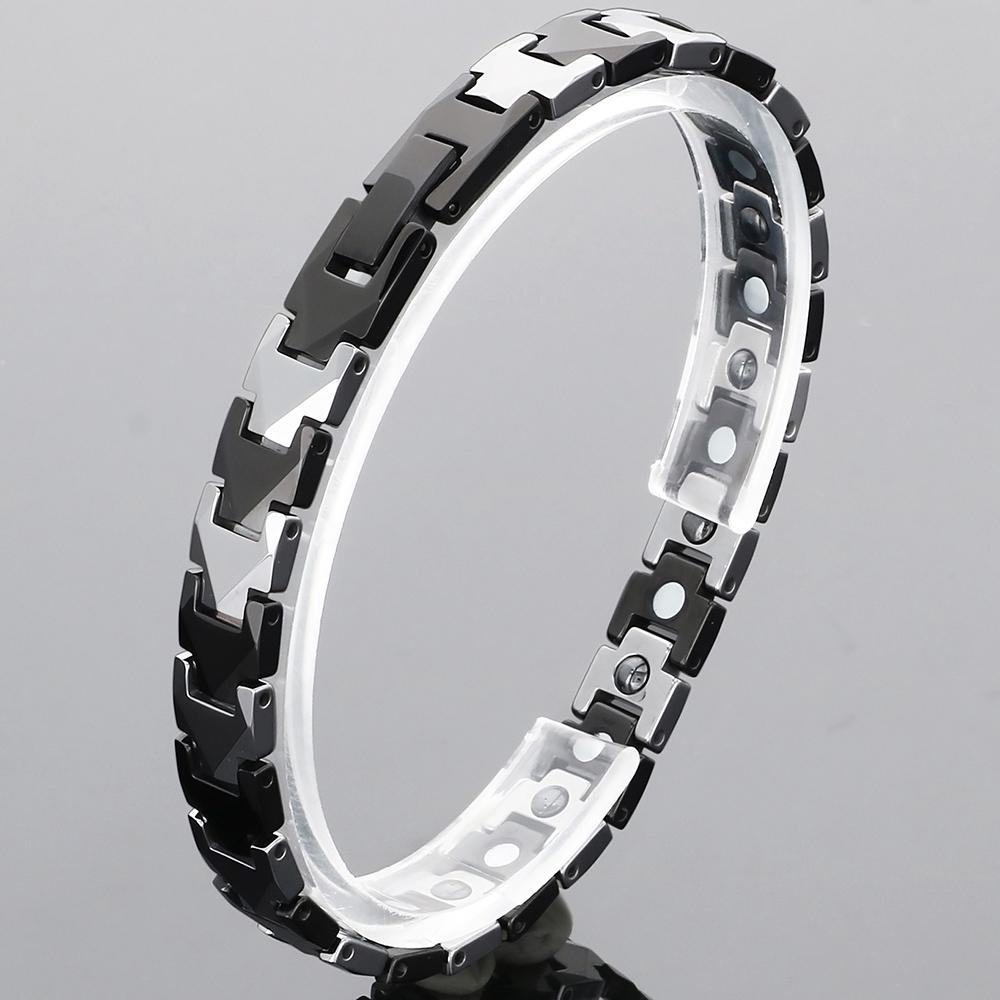 Pánský zdravotní náramek Silný magnetický a Germaniový kámen Kulky Styl Wolframová ocel Článkový řetízek Náramky pro muže Šperky Žena