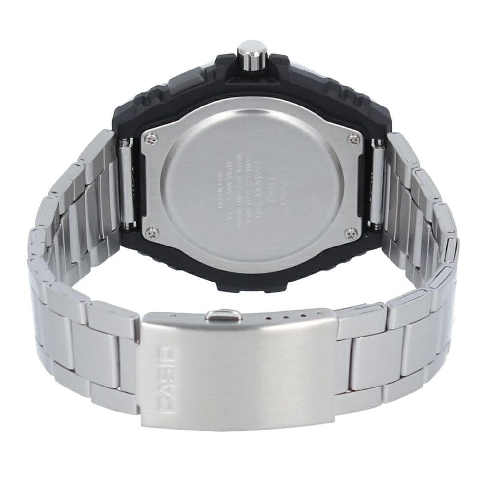 CASIO Waterproof Quartz Analog Watch with Resin and Stainless Steel Silver and Men's Case, Black, MWA-100HD-1A