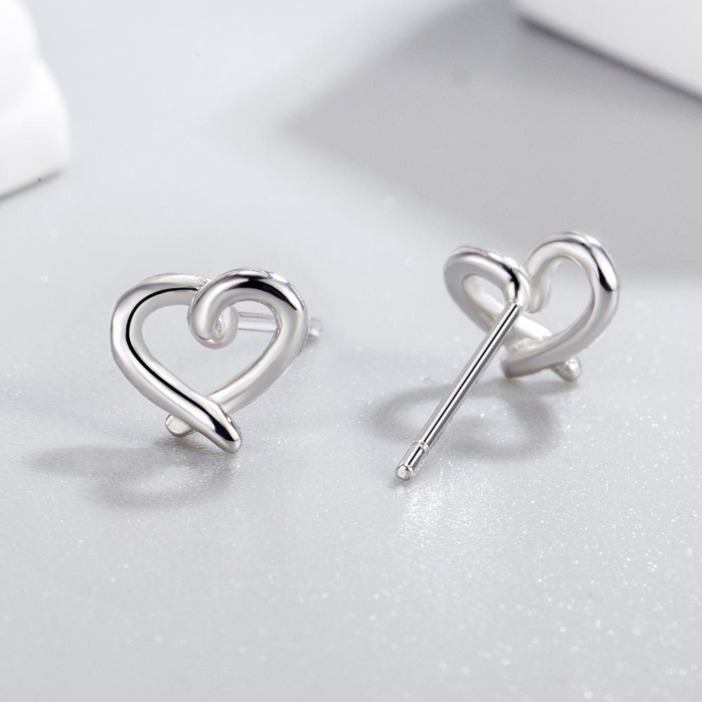 925 Sterling Silver Elegant Cute Hollow Love Stud Earrings Birthday Party Anniversary Gift