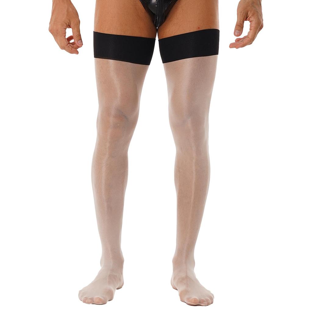 Män Glansiga Stretchiga strumpor Lår Höga Transparenta strumpor Sissy Strumpor Strumpor Underkläder Över Knästrumpor Kostymtillbehör