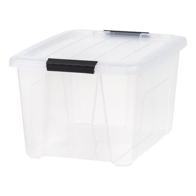 Stackable Plastic Storage Bins with Lids 32 Qt Durable Tote Containers Home Office Organization Clutter Control Ideal Seasonal