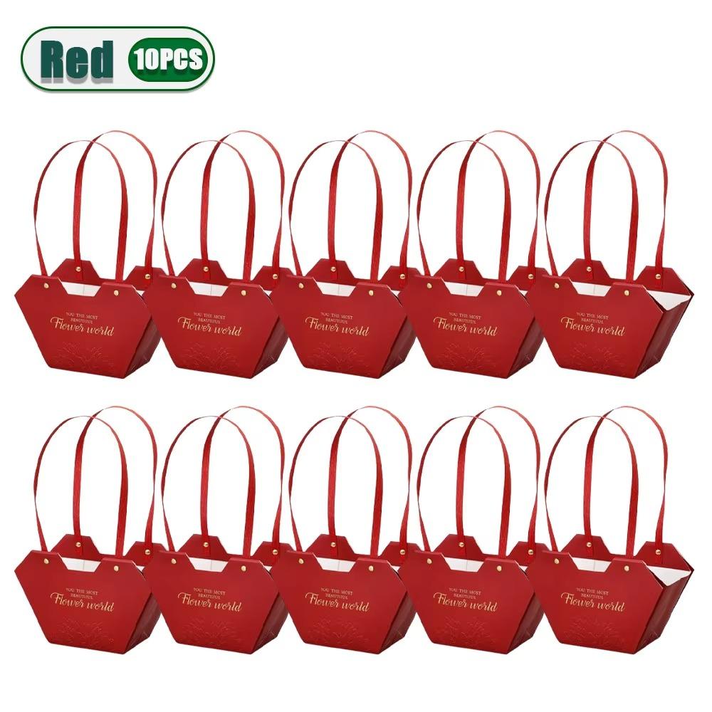1/4/8/16PCS Foldable Carton Flower Basket Handheld Bouquet Gift Bag Valentine's Day Flower Packaging Wedding Party Decoration