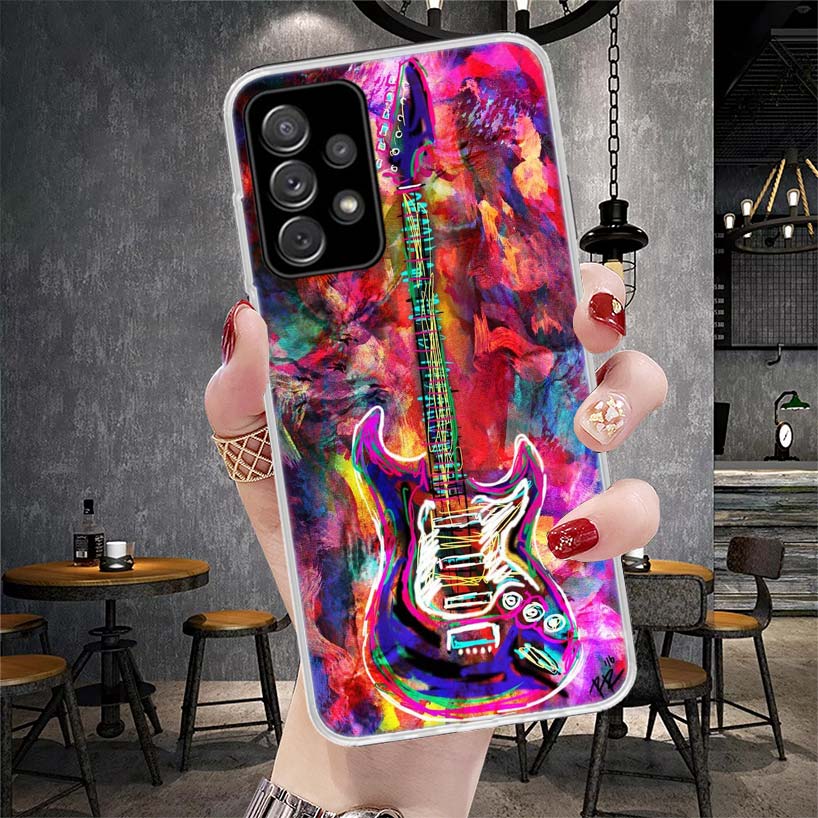YA763-Music Score Musical Violin Guitar Phone Case For Samsung Galaxy A13 A14 A15 A16 A17 A53 A54 A55 A56 A57 A33 A34 A35 A36 A3