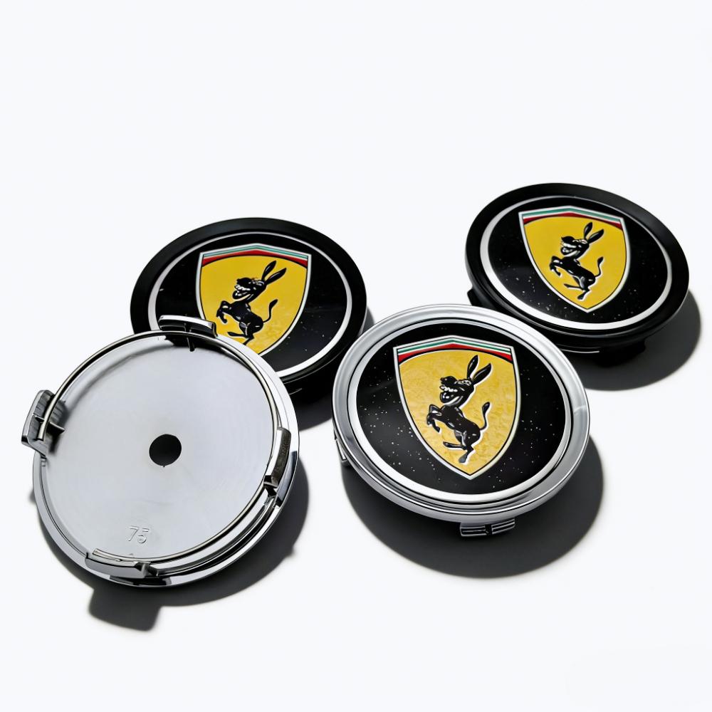4pcs Donkey Logo Emblem Badge Car Wheel Center Caps O.D 75MM 70MM Rim Hubcaps Dust Cover Wheels Hub Cap Replace Car Accessories