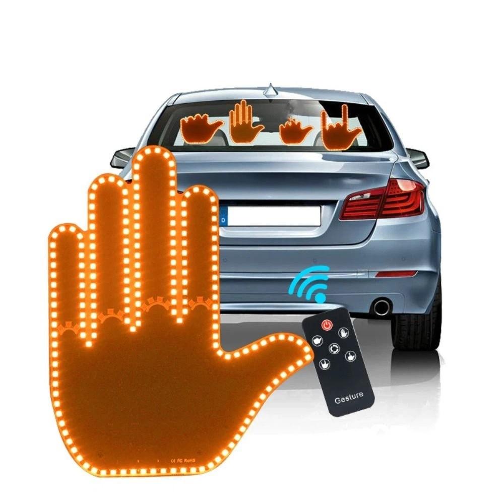 Funny Finger Hand Lamp Remote Control Car Decoration Panel Gesture Lights Road Rage Signs