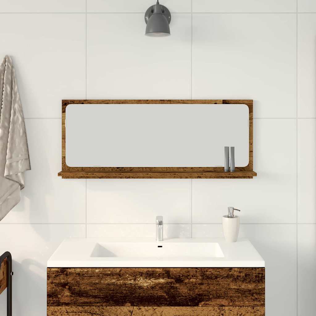 Wall Mounted Mirror Cabinet with Shelf Reclaimed Wood Look 90 x 10.5 x 37 cm Engineered Wood