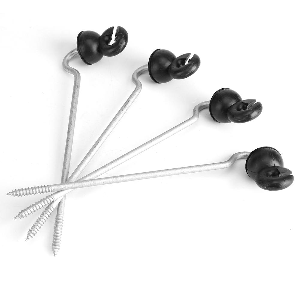 50Pcs Black Field Guardian Wood Post Screw In Fencing Ring Insulator