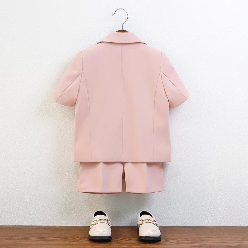 Children Casual Summer Short-sleeved Suit Set Boy's Handsome Photography Catwalk Performance Costume Kids Blazer Shorts Outfit