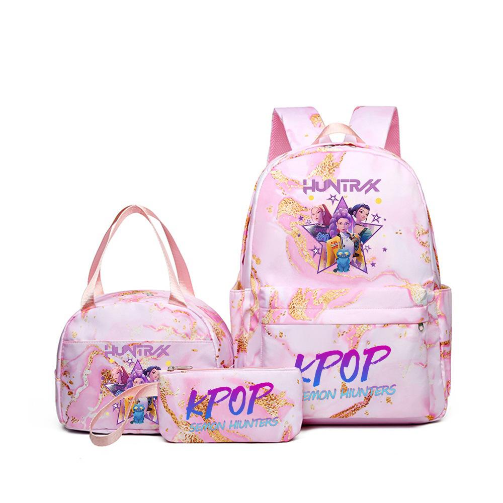 Kpop Witch Hunter Backpack Lunch Bag Pencil Case Set Student Animation Fashion School Bag Pencil Case Lunch Bag
