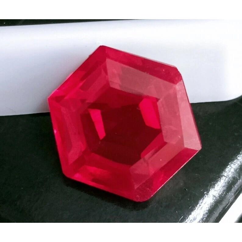 Ruby Mozambique Red Natural 10+ Ct Hexagon Cut Fabulous Certified Gemstone