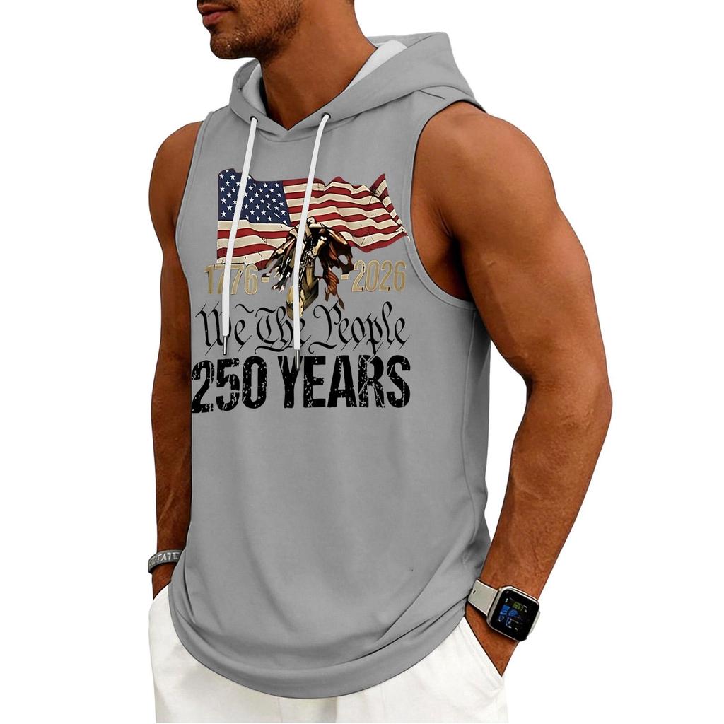 Men's Tank Top Gym Sleeveless Hoodie Shirt Washed Sports Muscle Shirts Fitness Vest With Hood
