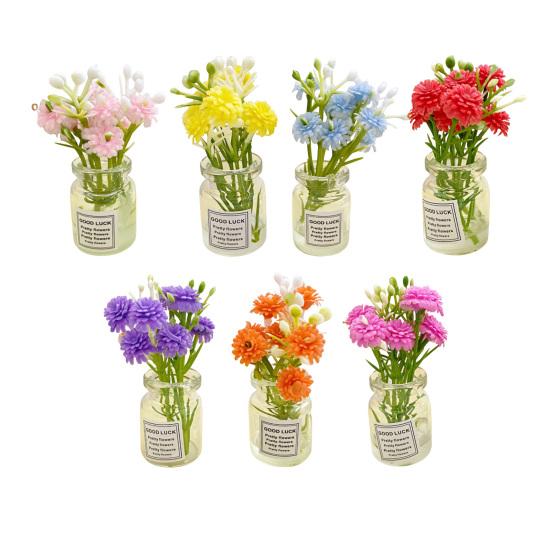 Mini Flower Vase Refrigerator Magnet with Fake Flower 3D Miniature Plants Vase Fridge Magnet Home Office Kitchen Decoration