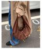 Korean-Style Suede Shoulder Bag: Solid Color, Large Capacity Underarm Dumpling Design