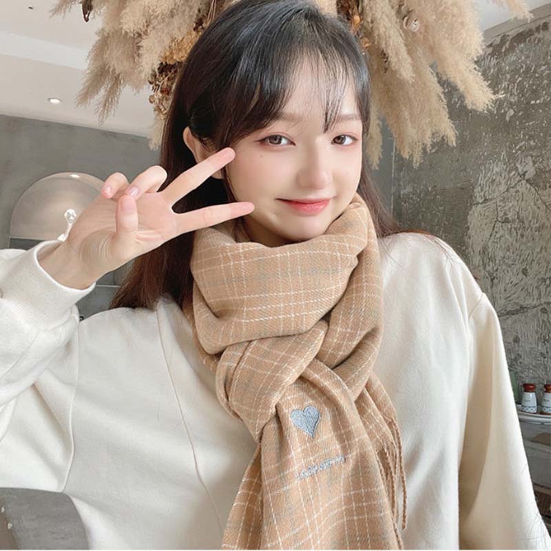 Шарф женский зимний теплый дорогой студенческий корейский вариант с милым сердцем — фото 3