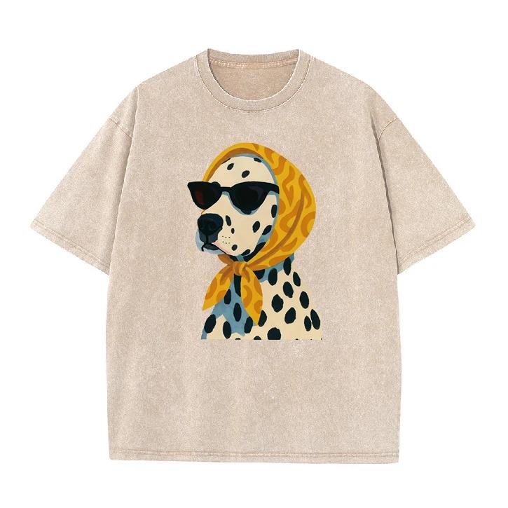 T-shirt Estiva 2026 Stampa Dalmata Retrò Unisex Poliestere Traspirante Manica Corta Oversize Larga Casual Top Quotidiani