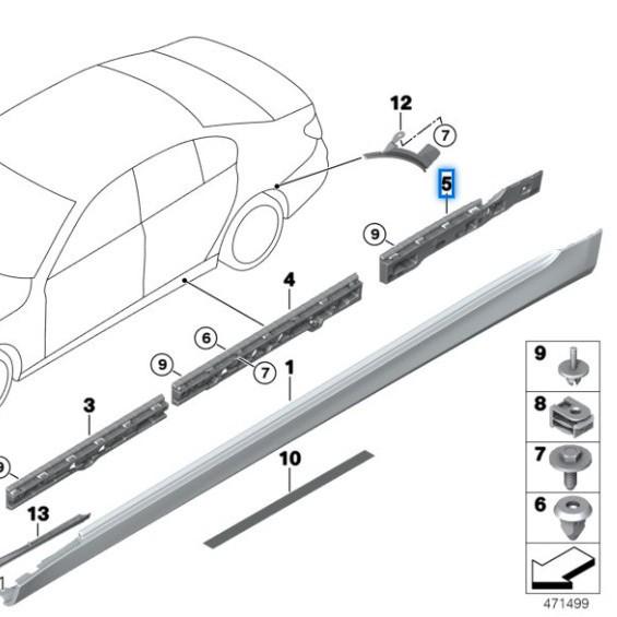 BMW 7 Series G12 Side Sill Bracket - Parts 51777357139, 51777357140