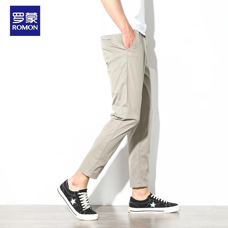 ROMON Men's Summer Loose Fit Casual Cropped Pants