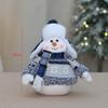 Blue Fabric Snowman Decorative Figurine Christmas Tabletop Window Display Ornament Holiday Home Decoration