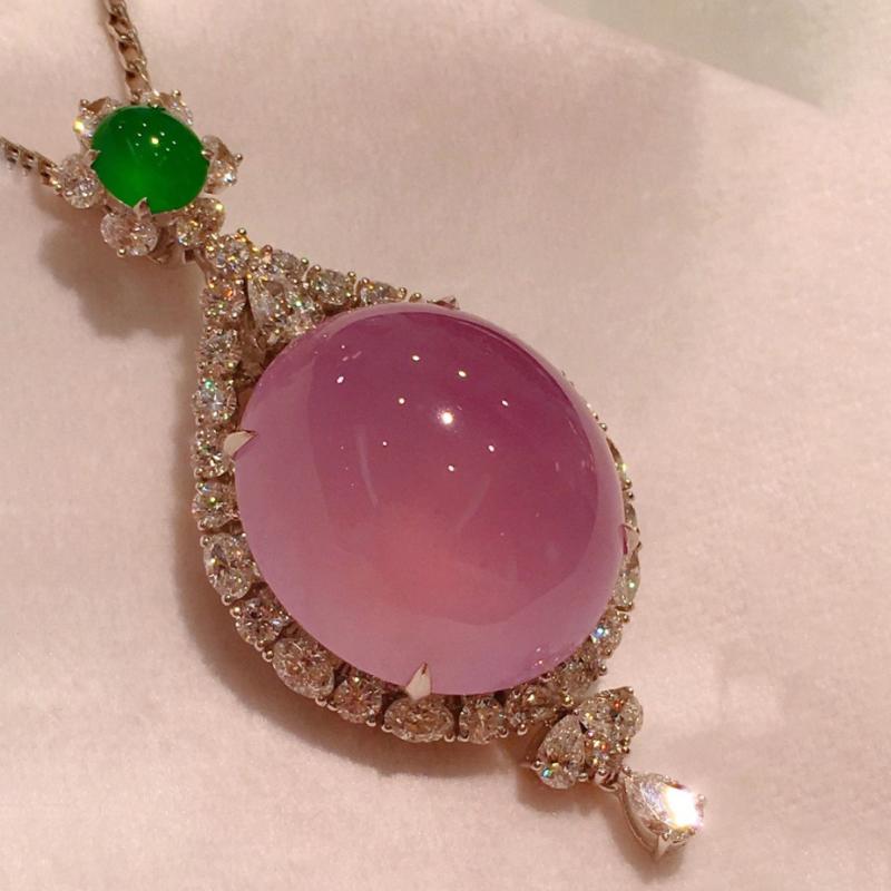 Natürlicher Eis-Samen Jade Chalcedon Violette Farbe Große Schmucksets Romantisch Und Kreativ Süße Hochzeit Verlobung Halskette Ring brown