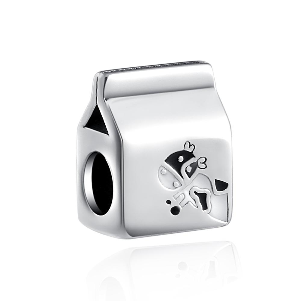 925 Silver Beer Milk Coffee Charms Beads DIY Jewelry For Women Handmade Bracelet Accessories