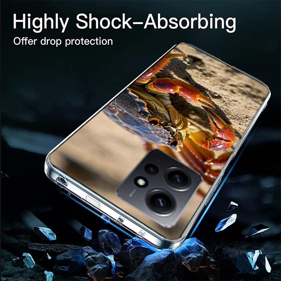 Unique Animal Crab Phone Case For Redmi 12 13C 12C 15C 9 10 10C Note 13 Pro Plus 14 15 Pro 9T 9C 9A TPU Soft Cover Clear Cell Ca