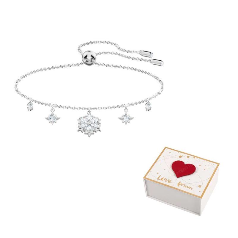Swarovski Rhodium plated Bracelets Womens F-white gift box белый