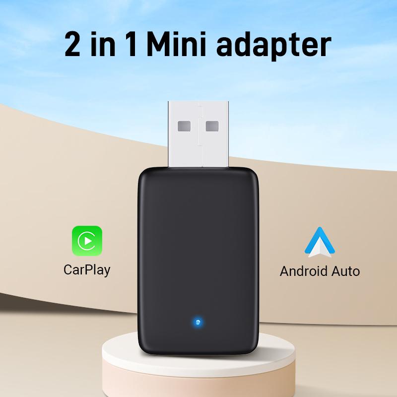 

Беспроводной адаптер Carplay Android Auto 2 в 1 Smart Dongle 2025 5G WIFI для iPhone Android Phone для Volvo Benz Mg Kia Chery VW чёрный