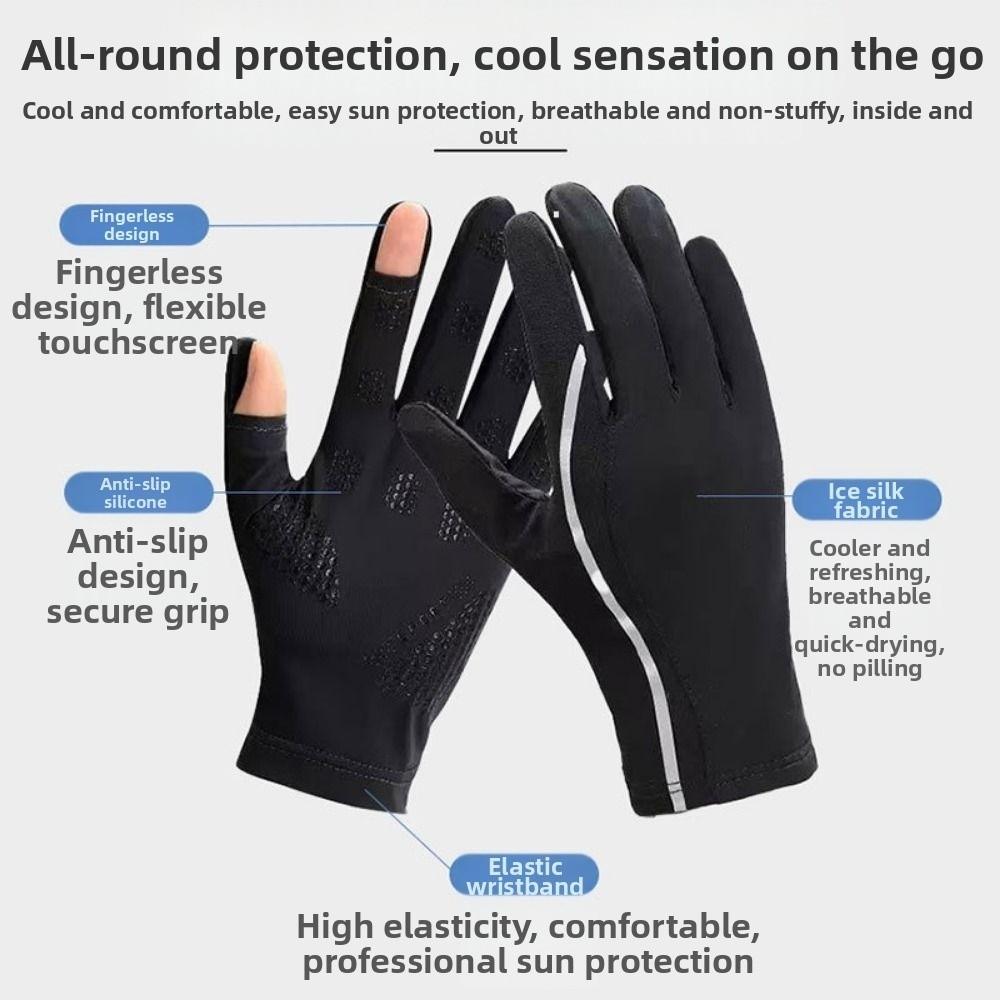 Reflective Ice Silk Riding Gloves Waterproof Summer Driving Mittens Fitness Sports