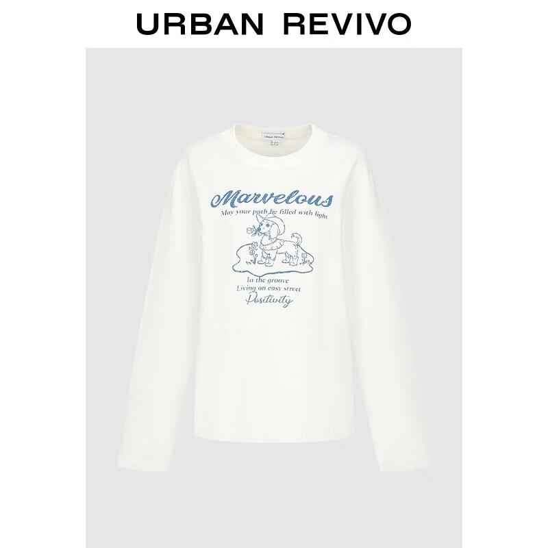 UR2026 Women s Casual Distressed Cute Pet Print Cotton Long-Sleeve T-shirt XL