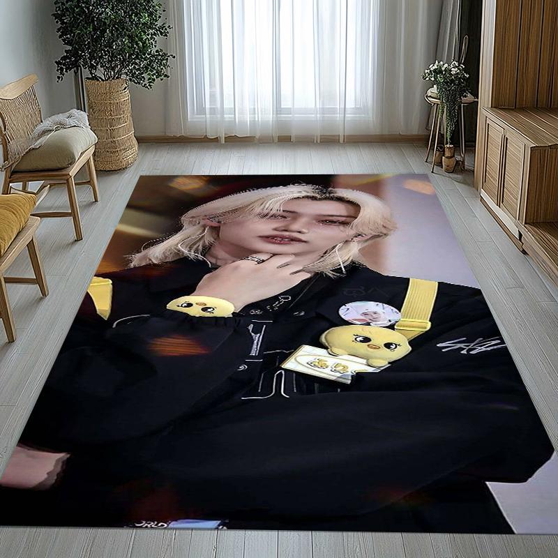 Felix Kpop Stray Kids Star Wohnzimmer Rutschfeste Teppichläufer Weicher Teppich für Schlafzimmer Kinderzimmer Spielzimmer Sofa, Heimdeko Fußmatte Geschenk